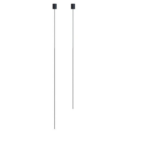 suspension verticale René tubes de 120 et 160 cm noir mat, fond blanc