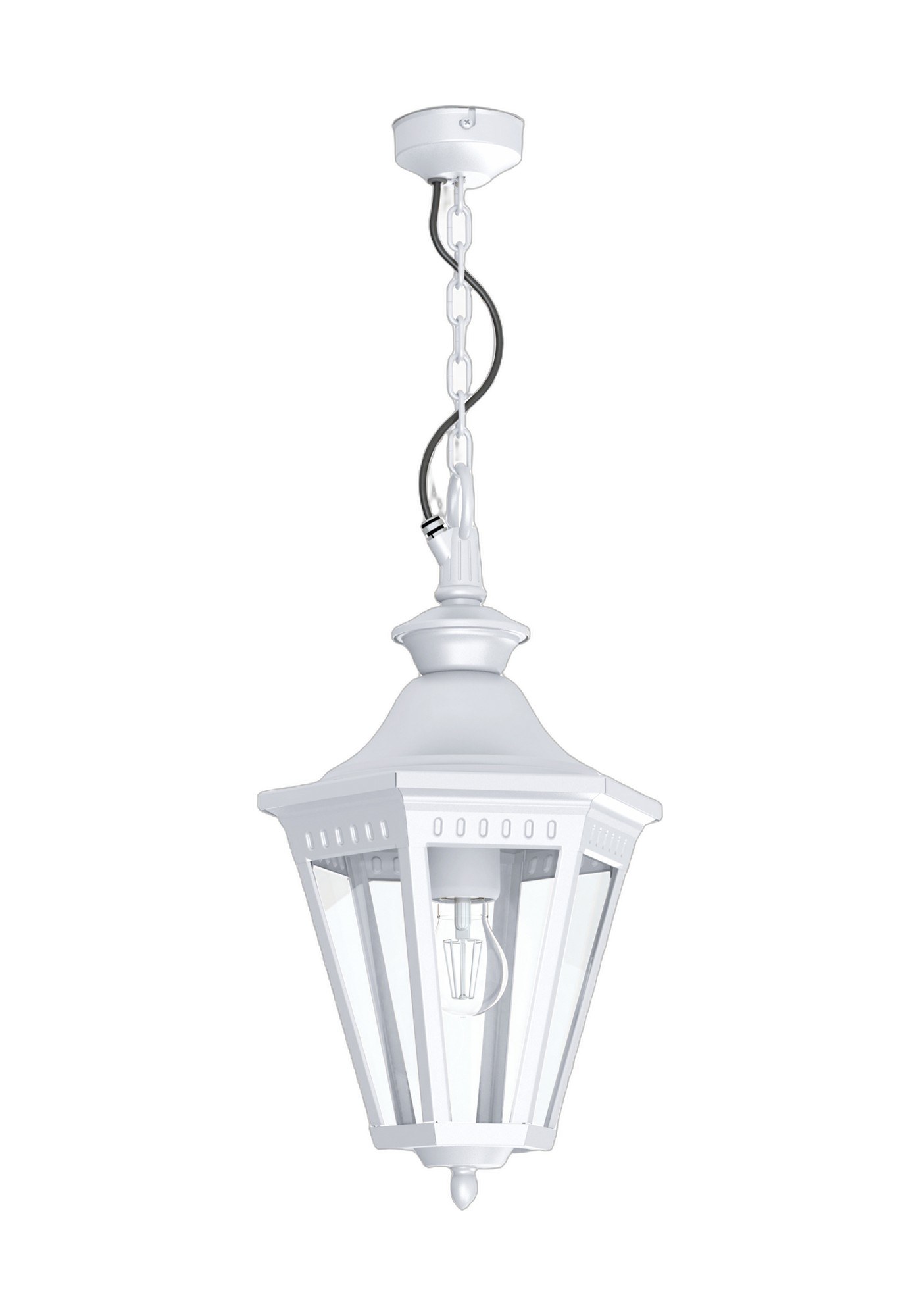 Suspension Victoria en aluminium et polycarbonate par Roger Pradier suspension Victoria en aluminium blanc, rendu sur fond blanc