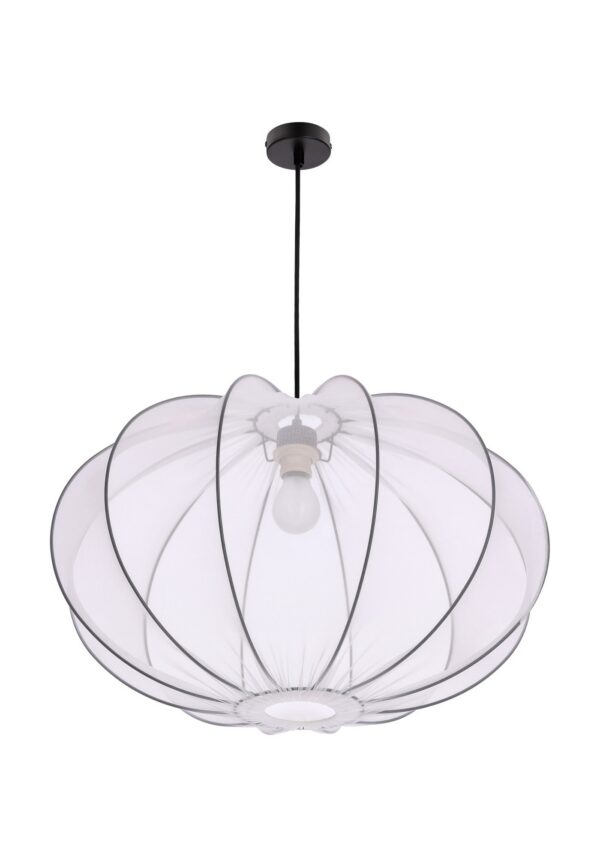 suspension voile blanc en boule nervurée de 60 cm, sur fond blanc