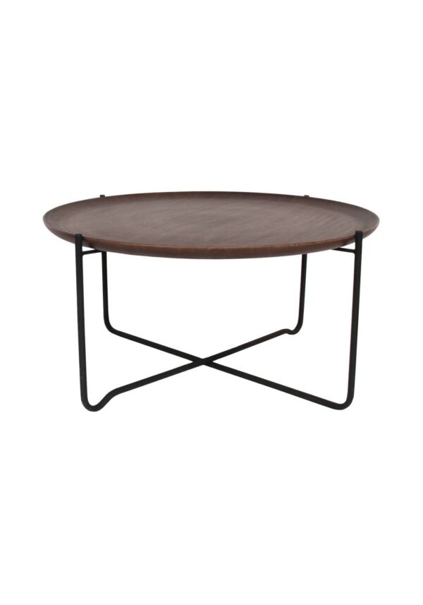 table basse bois Fez Urban Nature Culture, grande taille Ø 70 cm, plateau noyer sur fond blanc