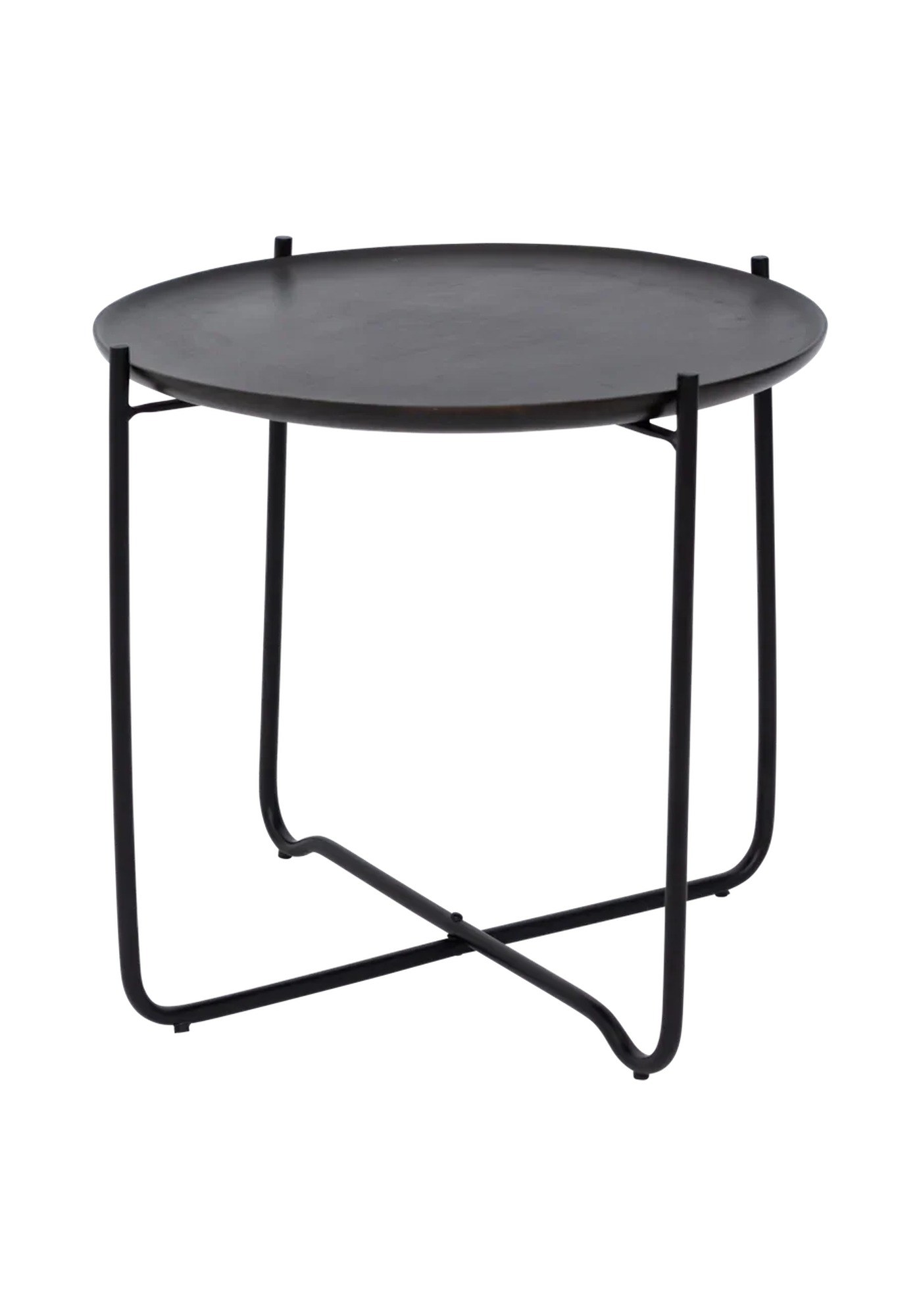 Table basse Fez par Urban Nature Culture, bois et fer, 2 tailles table basse bois Fez Urban Nature Culture, petite taille Ø 50 cm, plateau brun foncé sur fond blanc