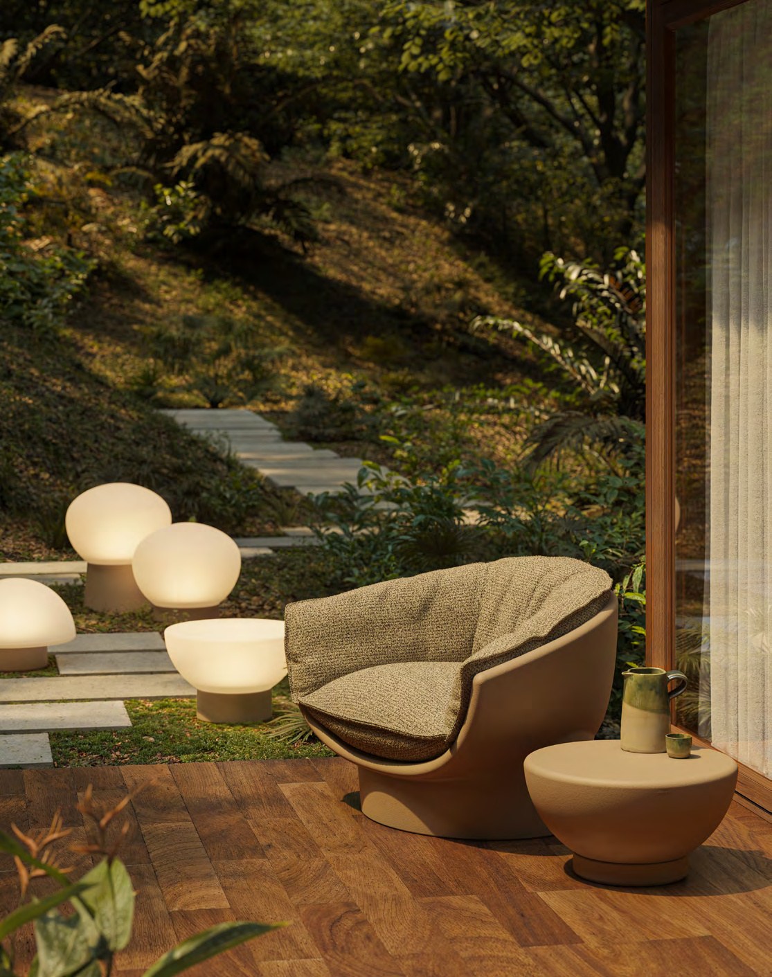 table basse ronde Luna Vondom en situation, photo d'ambiance