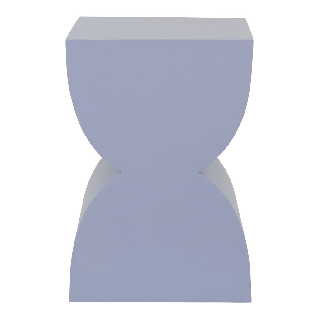 Table d'appoint Corvo par Urban Nature Culture, manguier, 2 coloris table d'appoint bois Corvo Urban Nature Culture, coloris lilas vue de face, faces creusées en sablier