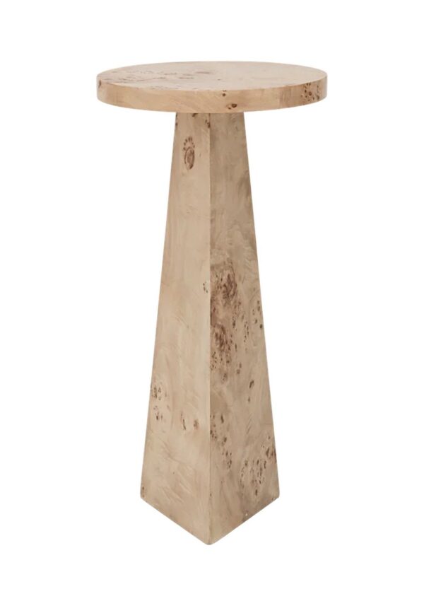 table d'appoint bois de loupe Mota Urban Nature Culture, rendu sur fond blanc