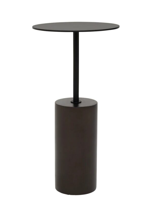 table d'appoint bois Macy A Urban Nature Culture, socle bois noyer et plateau métal noir sur fond blanc
