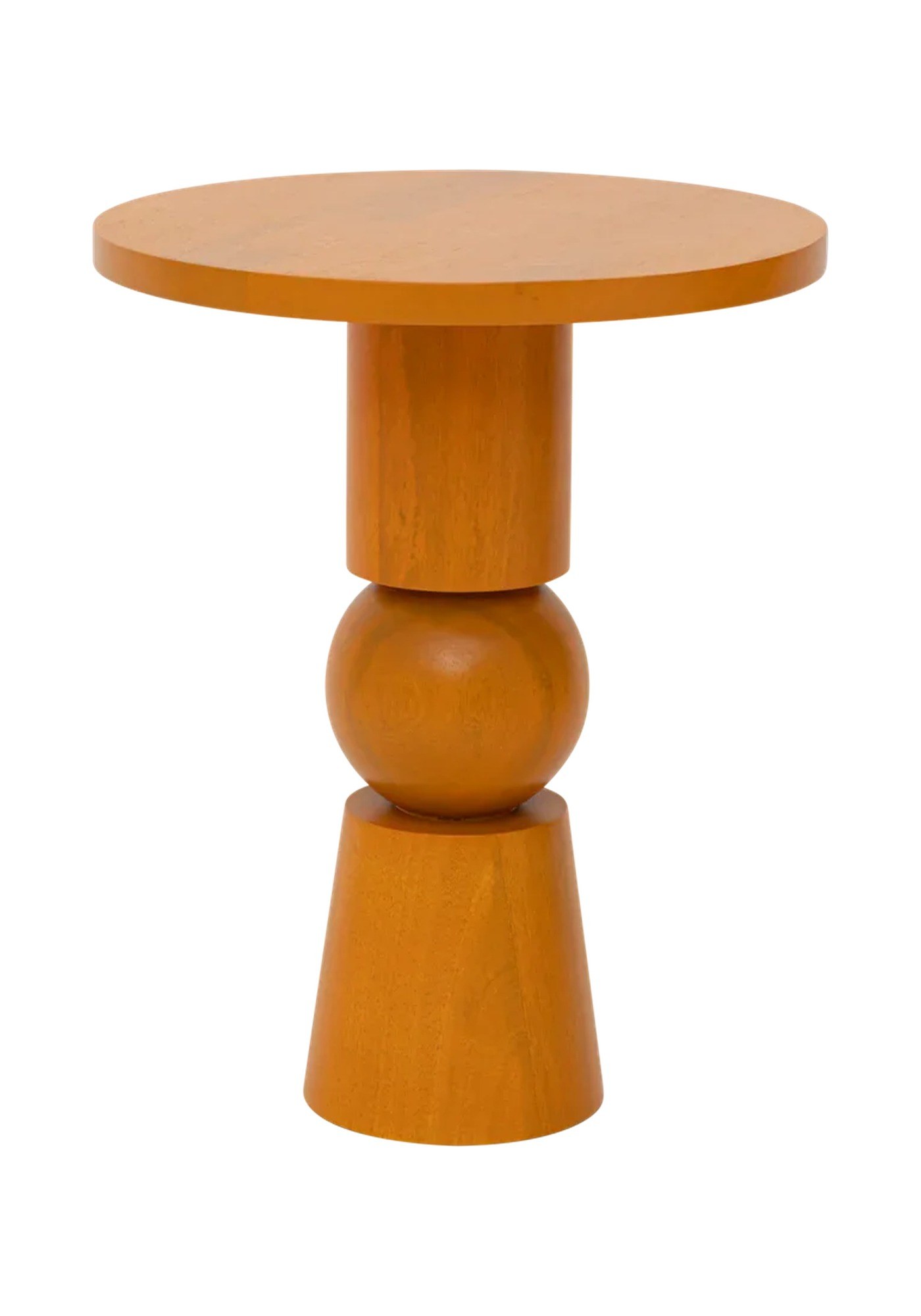 Table d'appoint Teko par Urban Nature Culture, manguier orange doré table d'appoint bois Teko Urban Nature Culture, rendu sur fond blanc