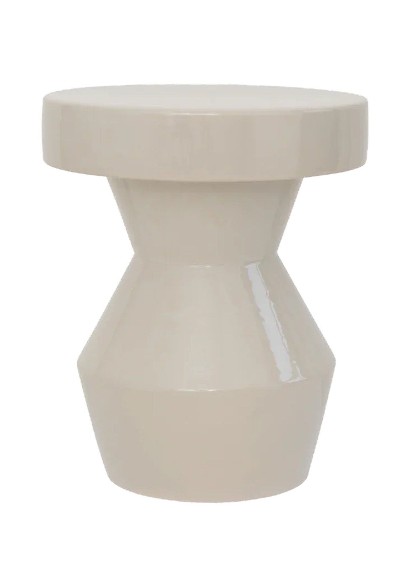 Table d'appoint Sculpturale par Urban Nature Culture, céramique table d'appoint céramique Sculpturale Urban Nature Culture, coloris peyote, beige gris brillant sur fond blanc