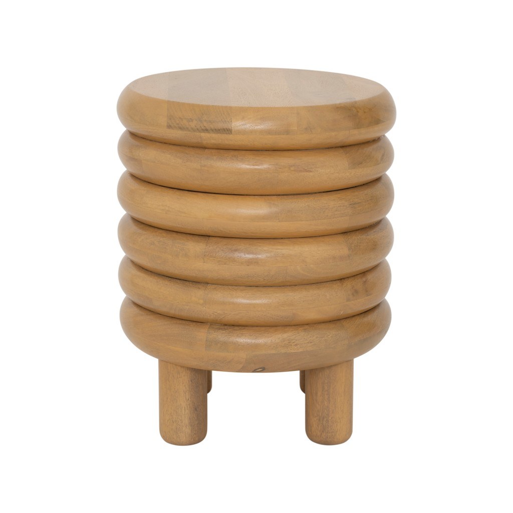 Table d'appoint Anuk par Urban Nature Culture, manguier chêne clair table d'appoint manguier Anuk Urban Nature Culture, vue de face sur fond blanc