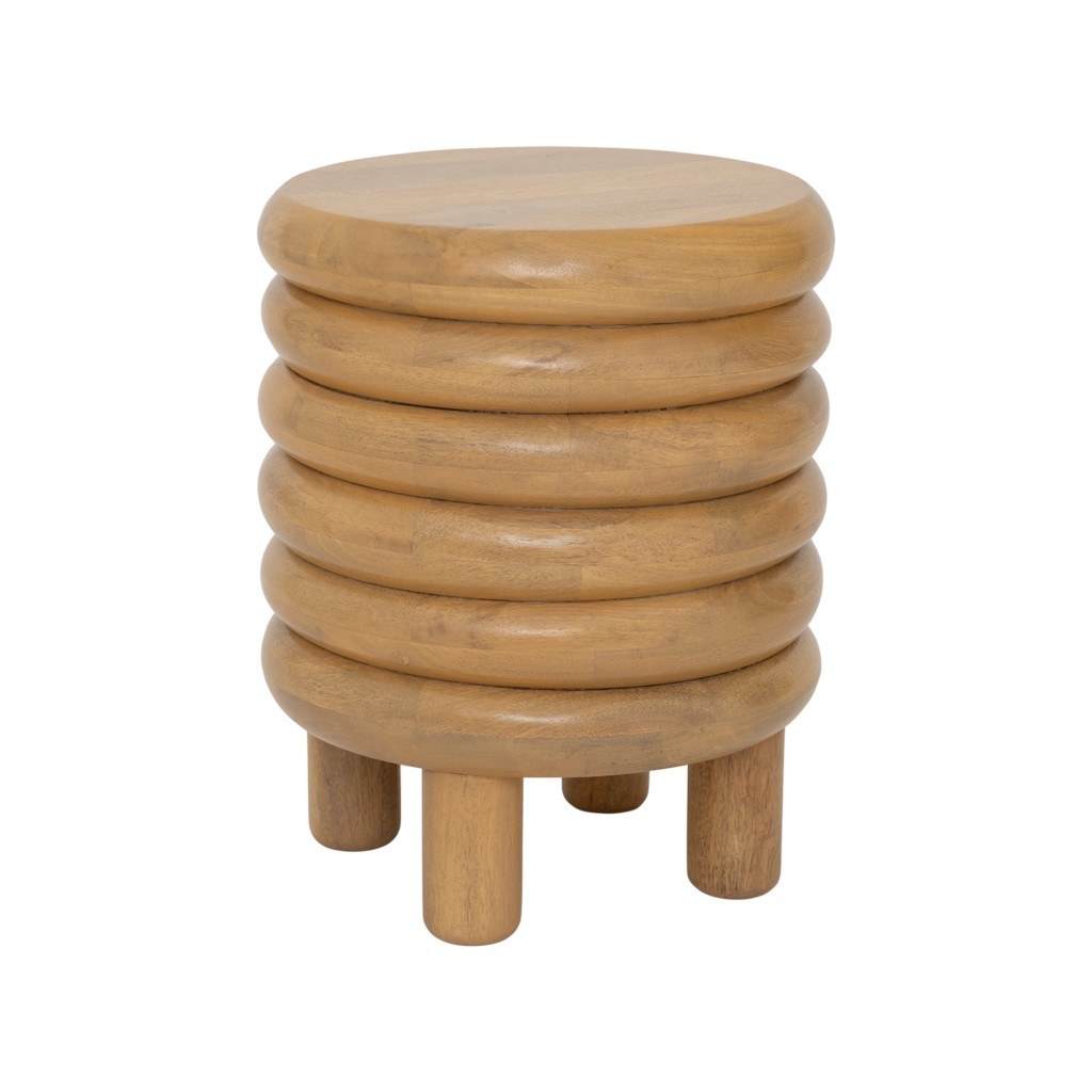 Table d'appoint Anuk par Urban Nature Culture, manguier chêne clair table d'appoint manguier Anuk Urban Nature Culture, vue montrant les quatre pieds, sur fond blanc