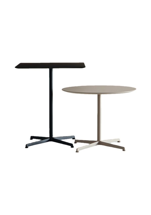 table ronde restaurant Inclass Elix, pied noir et pied taupe, fond blanc