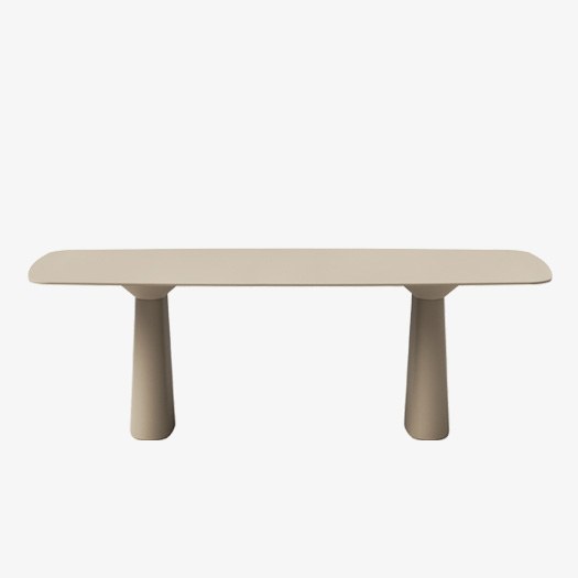 Table terrasse Essens Outdoor par Inclass, bases coniques en PE table terrasse Inclass Essens Outdoor longue sur deux bases ovales