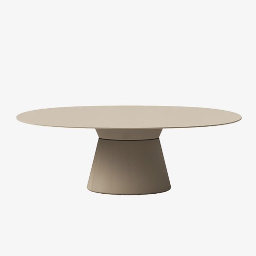 Table terrasse Essens Outdoor par Inclass, bases coniques en PE table terrasse Inclass Essens Outdoor elliptique sur base conique