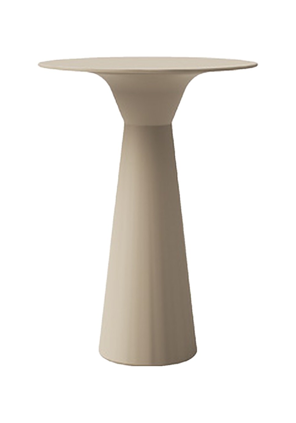 Table terrasse Essens Outdoor par Inclass, bases coniques en PE table terrasse Inclass Essens Outdoor haute sur base conique beige, fond blanc