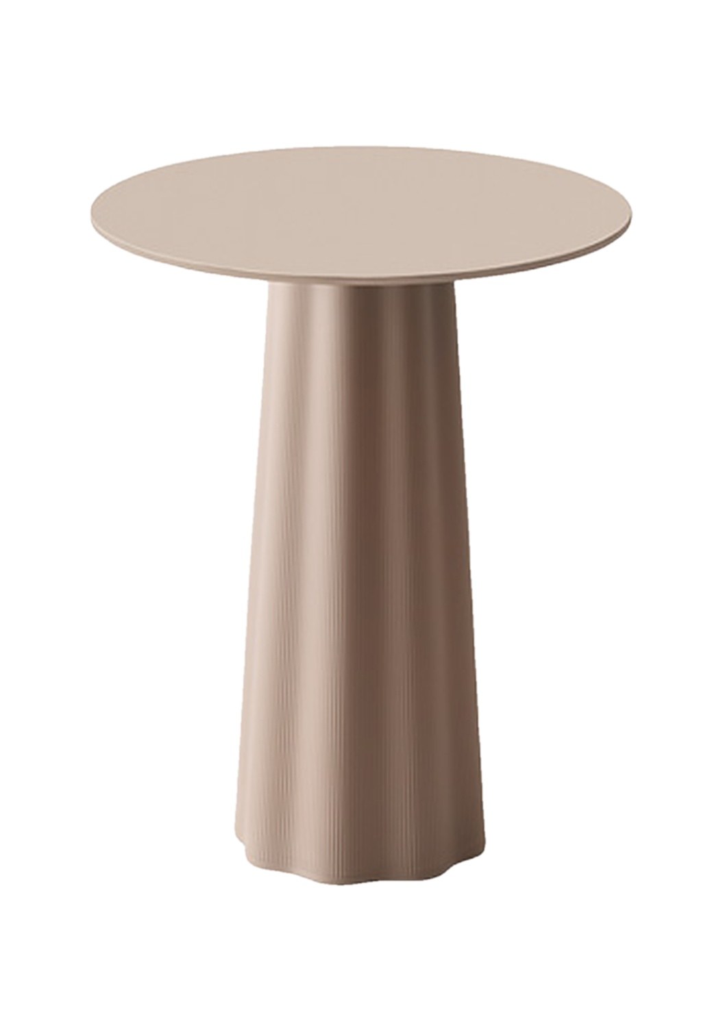 Table terrasse Ondes Outdoor par Inclass, bases sculptées en PE table terrasse Inclass Ondes Outdoor ronde sur base ondulée beige, fond blanc