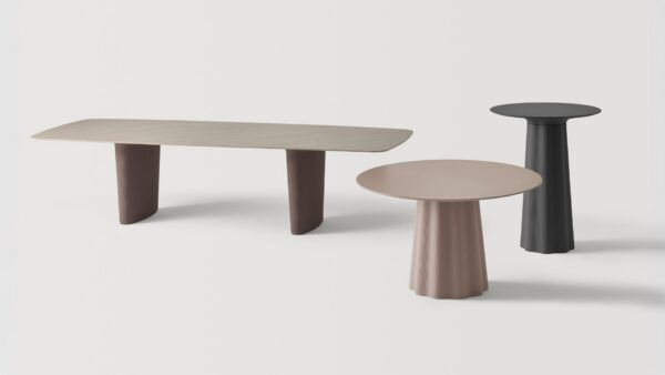table terrasse Inclass Ondes Outdoor longue et rondes en situation