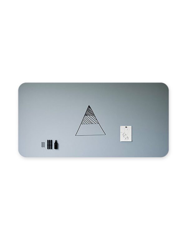 tableau blanc angles arrondis Curve de Chameleon, panneau bleu gris sans cadre, fond blanc