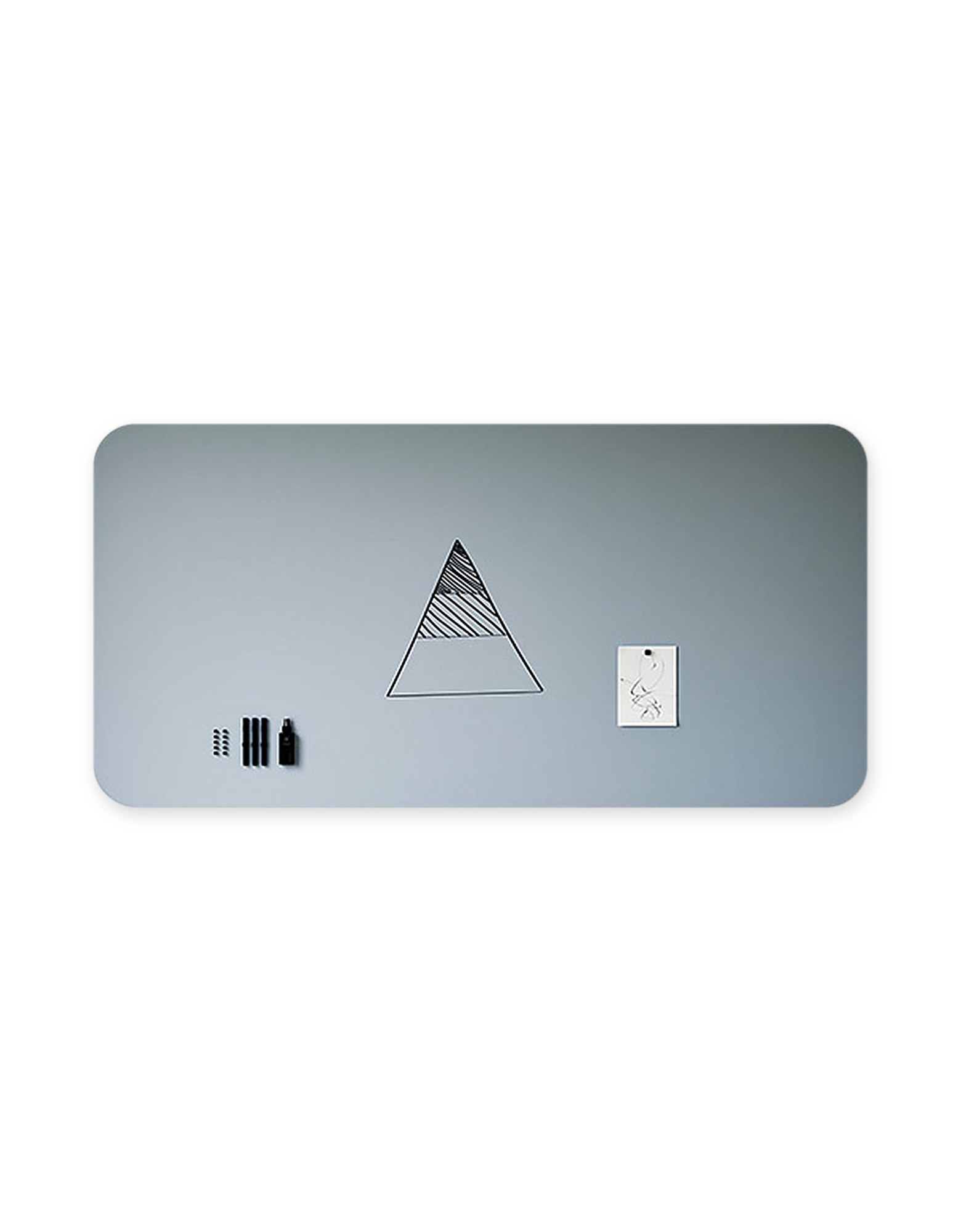 Tableau blanc angles arrondis Curve par Chameleon, sans cadre tableau blanc angles arrondis Curve de Chameleon, panneau bleu gris sans cadre, fond blanc