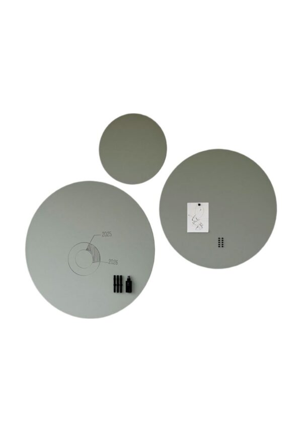 tableau blanc rond Round Chameleon, trois disques magnétiques de 60, 98 et 118 cm, fond blanc