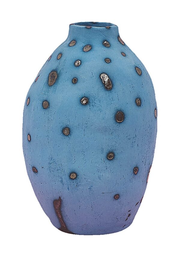 vase céramique Papaya bleu turquoise tacheté vue de face