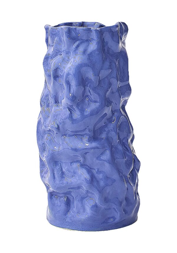 vase céramique Wrinkled blue bleu pervenche vue de face