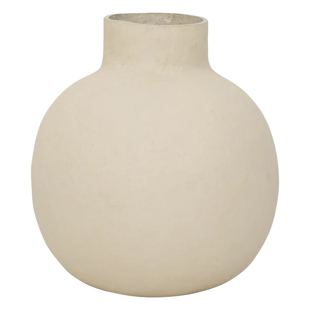 Vase Tuuli par Urban Nature Culture, coton mâché sable vase coton mâché Tuuli Urban Nature Culture, vue de face sur fond blanc