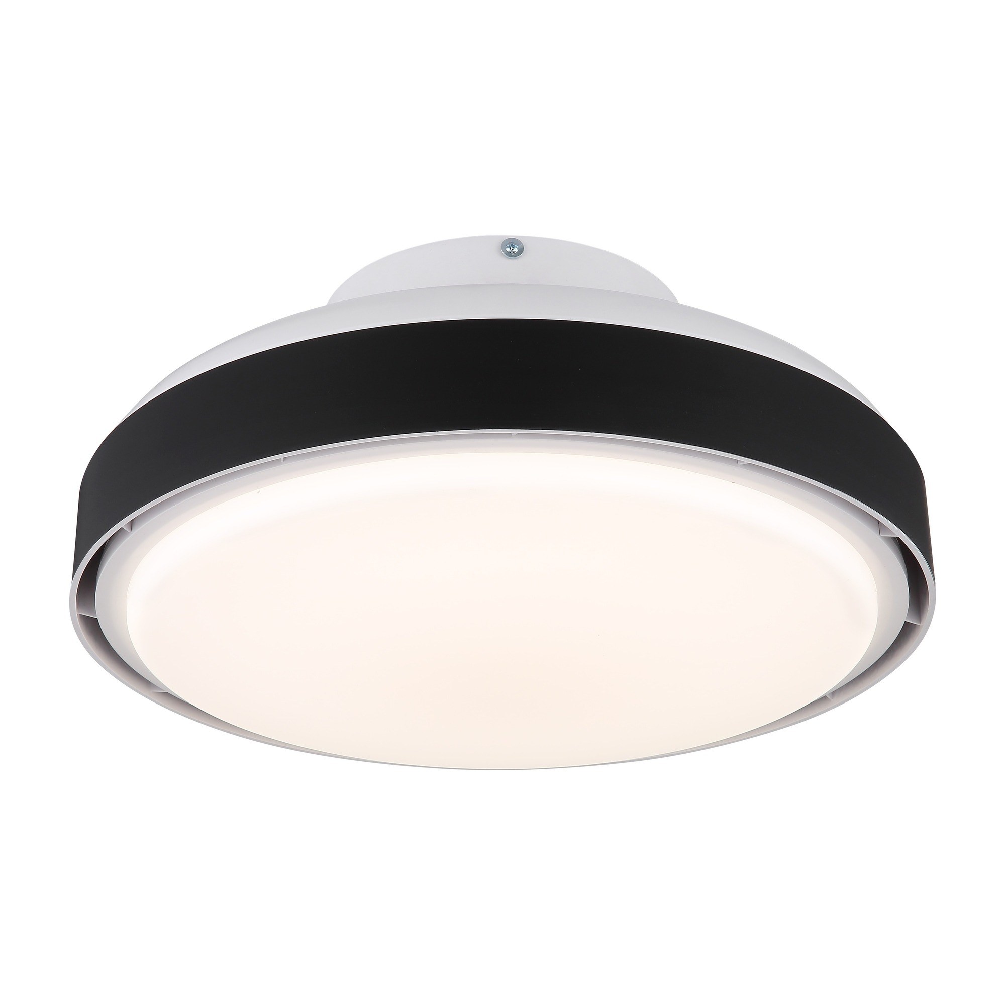Ventilateur de plafond blanc 45 cm avec LED et télécommande radio ventilateur plafond blanc 45 cm bandeau noir mat sur fond blanc