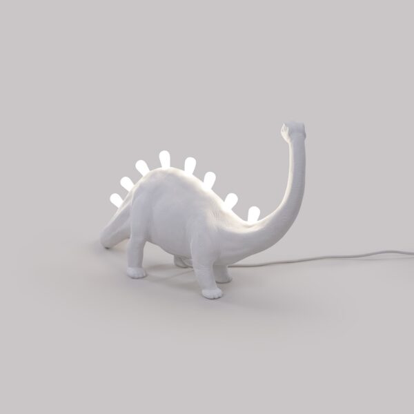 Lampe à poser Jurassic Lamp Bronto en forme de brontosaure en résine blanc par Seletti