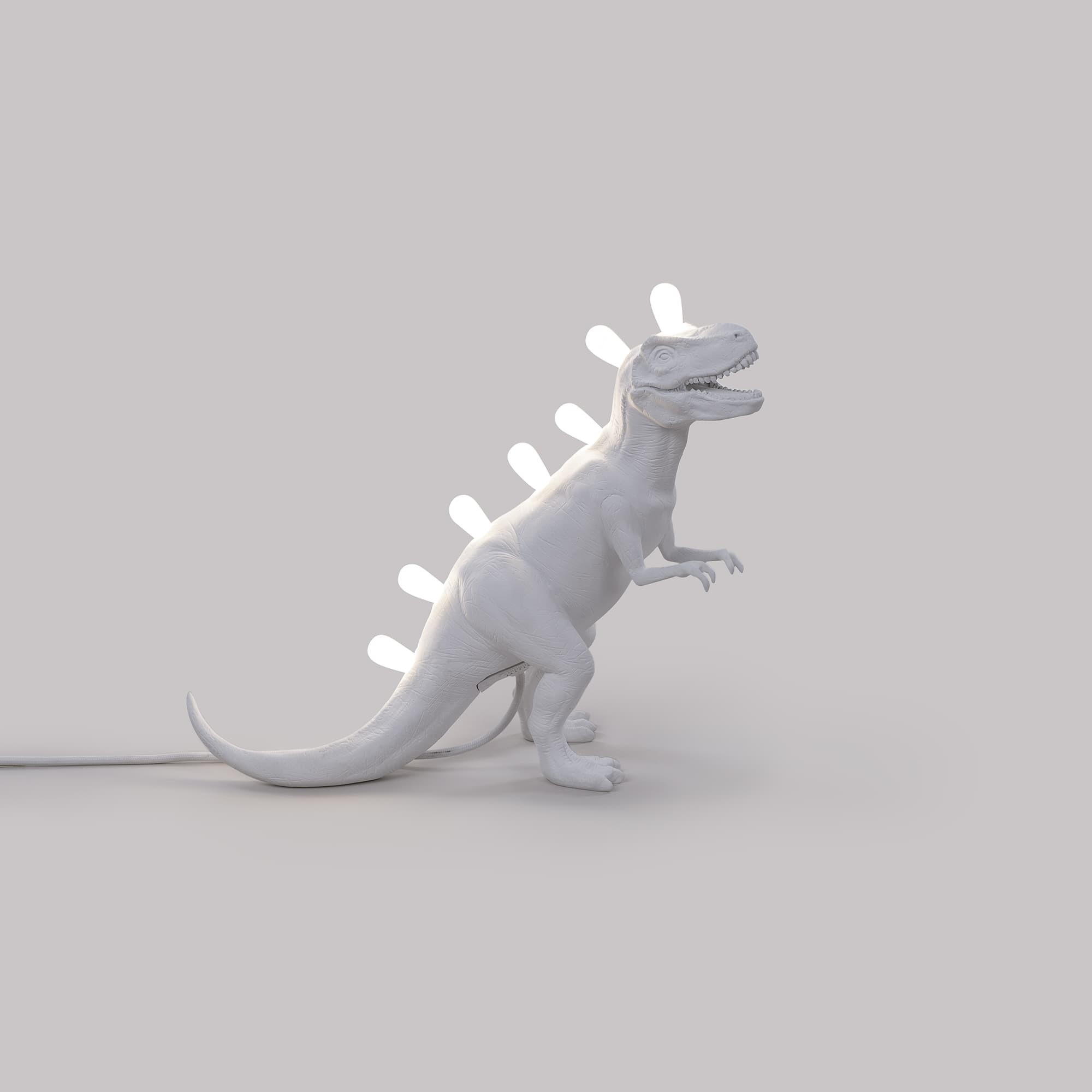 Lampe à poser Jurassic Lamp Rex en forme de Tyrannosaurus en résine blanc par Seletti