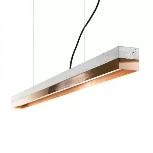 Suspension Design C1 Rectangular 122 cm Cuivre en béton par Gant Light