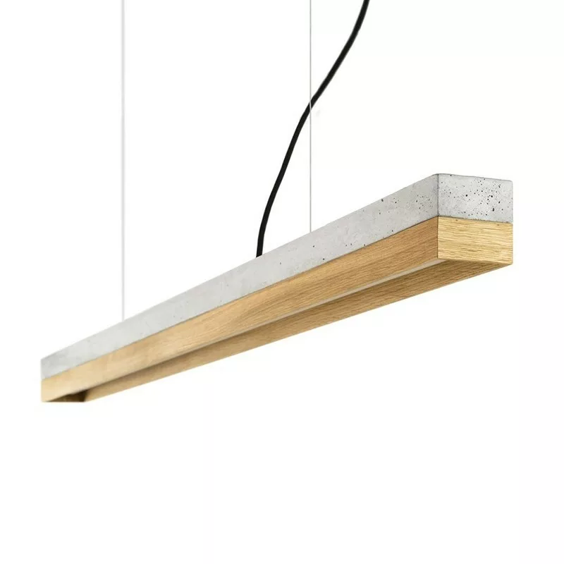 Suspension Design C1 Rectangular 122 cm Bois-chêne et béton par Gant Light