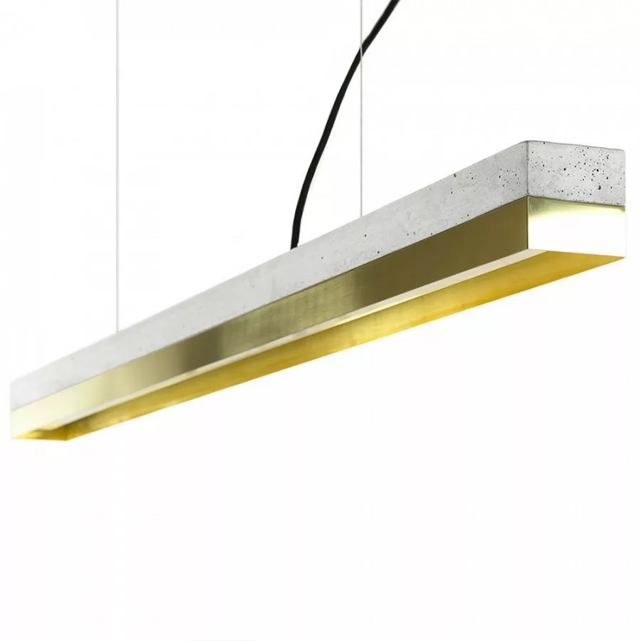 Suspension Design C1 Rectangular 122 cm Laiton en béton par Gant Light