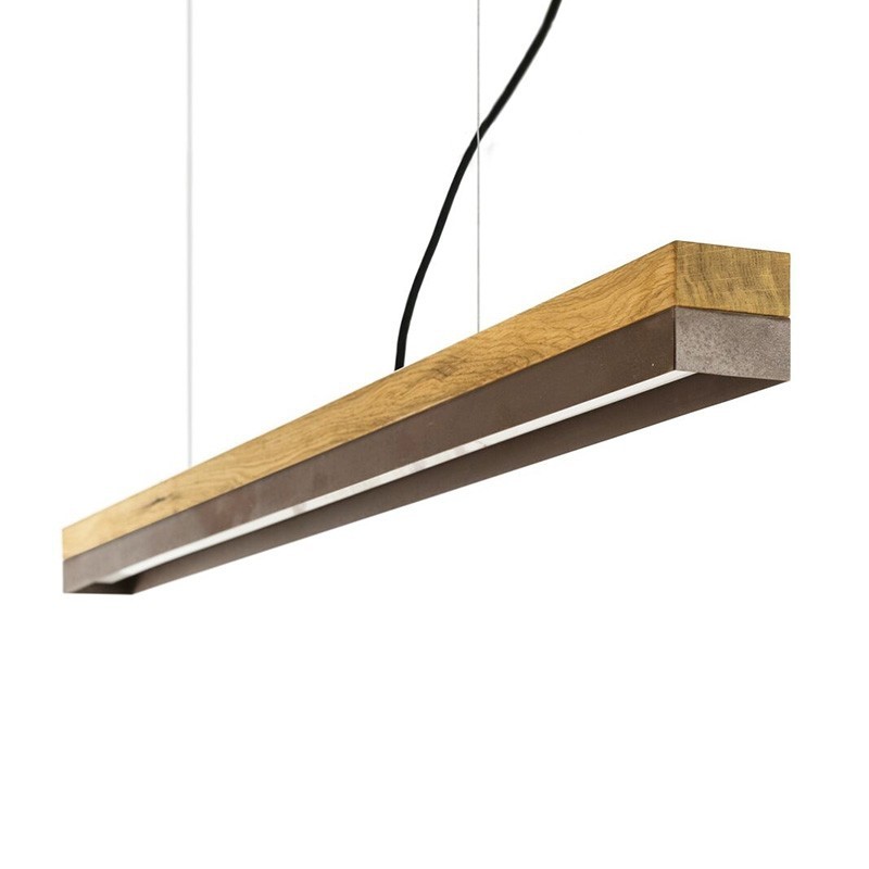 Suspension Design C1o Rectangular 122 cm bois en chêne massif et acier rouillé par Gant light