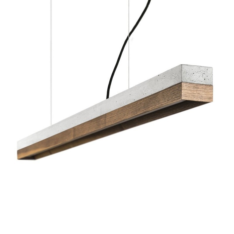Suspension design en béton et noyer C1 au design industriel et minimaliste par Gant Lights