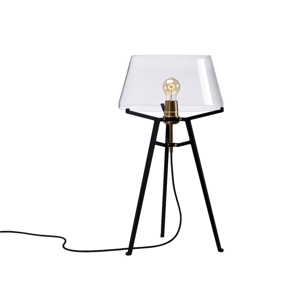 Lampe à poser Ella noir avec abat-jour en verre soufflé par Anton de Groof X Tonone Lampe à poser Ella noir avec abat-jour en verre soufflé par Anton de Groof X Tonone