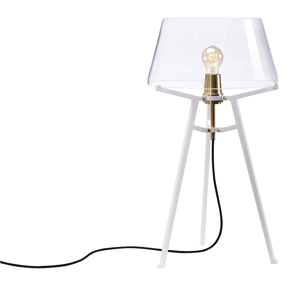 Lampe à poser Ella blanc avec abat-jour en verre soufflé par Anton de Groof X Tonone