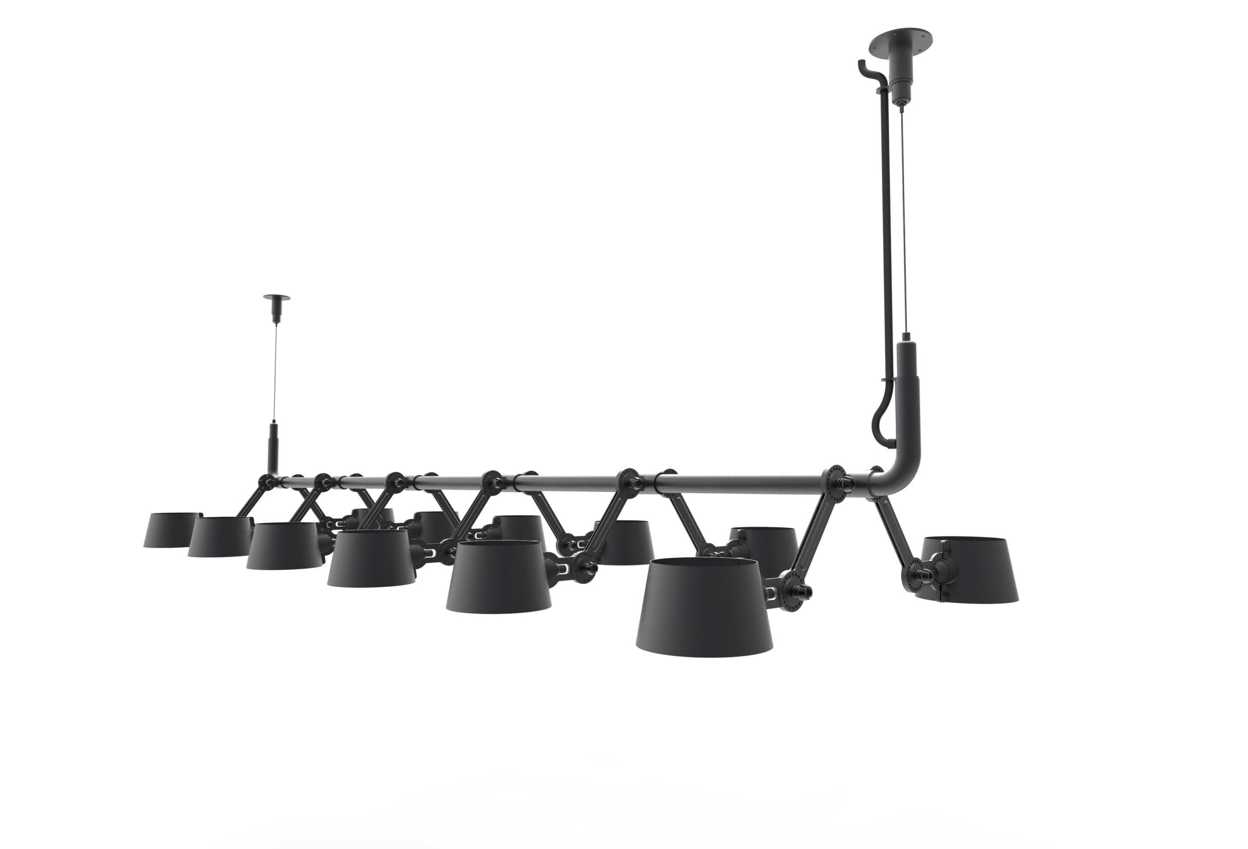Suspension Bolt avec bras réglables au design industriel par Anton de Groof X Tonone