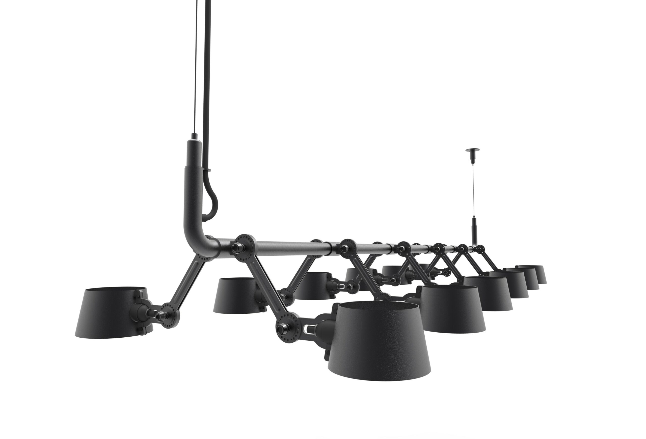 Suspension Bolt avec bras réglables au design industriel par Anton de Groof X Tonone