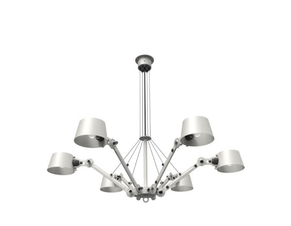 Chandelier Bolt avec 6 bras articulés au design industriel par Anton de Groof X Tonone