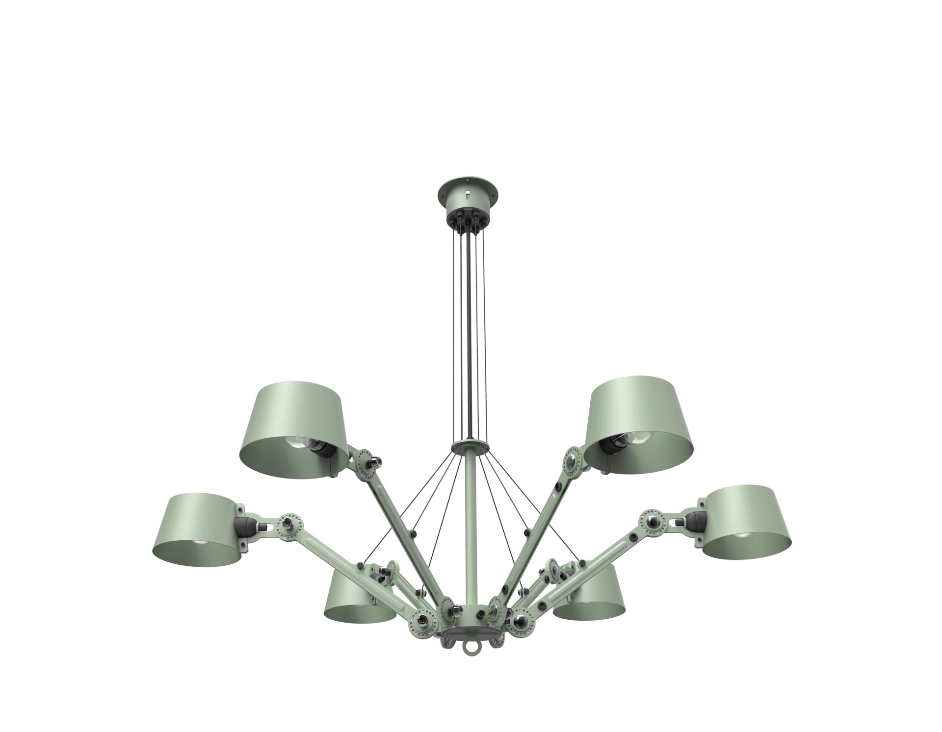 Chandelier Bolt avec 6 bras articulés au design industriel par Anton de Groof X Tonone Chandelier Bolt avec 6 bras articulés au design industriel par Anton de Groof X Tonone