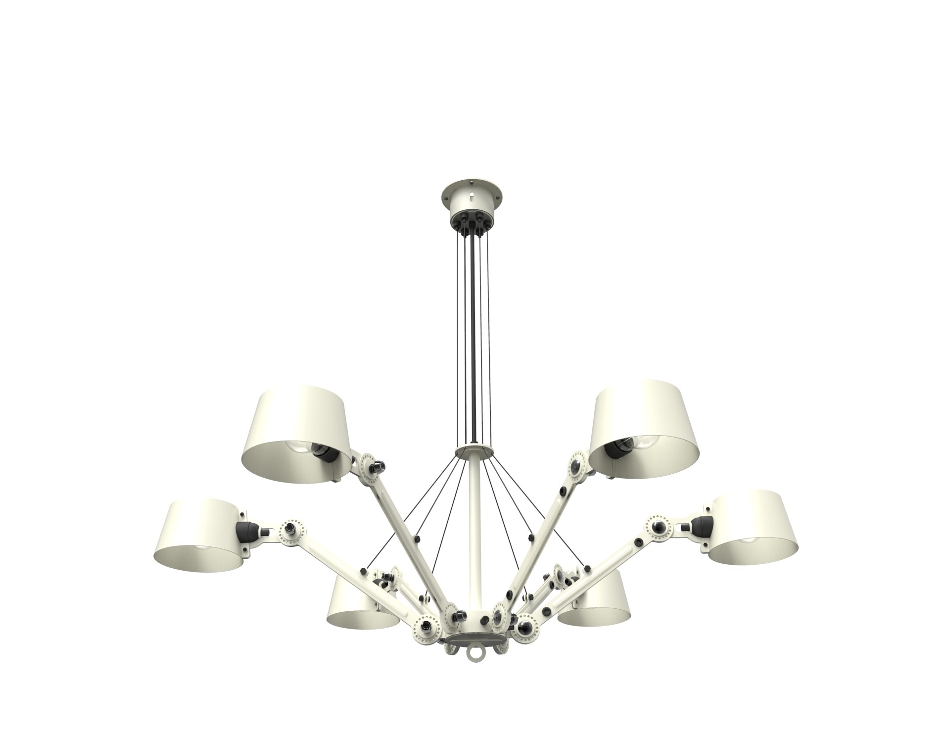 Chandelier Bolt avec 6 bras articulés au design industriel par Anton de Groof X Tonone Chandelier Bolt avec 6 bras articulés au design industriel par Anton de Groof X Tonone