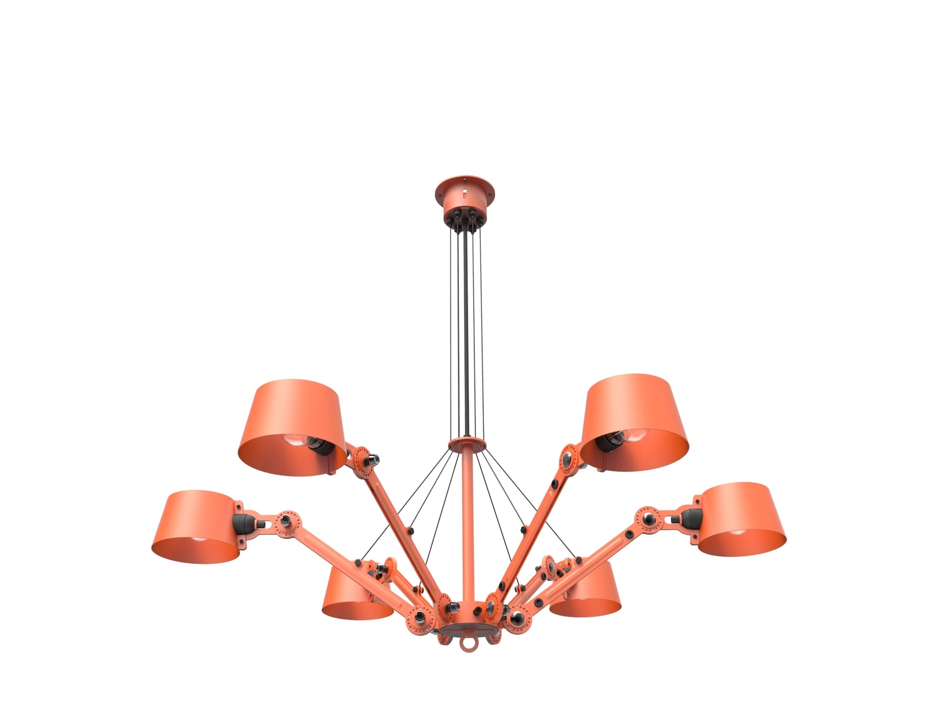 Chandelier Bolt avec 6 bras articulés au design industriel par Anton de Groof X Tonone Chandelier Bolt avec 6 bras articulés au design industriel par Anton de Groof X Tonone
