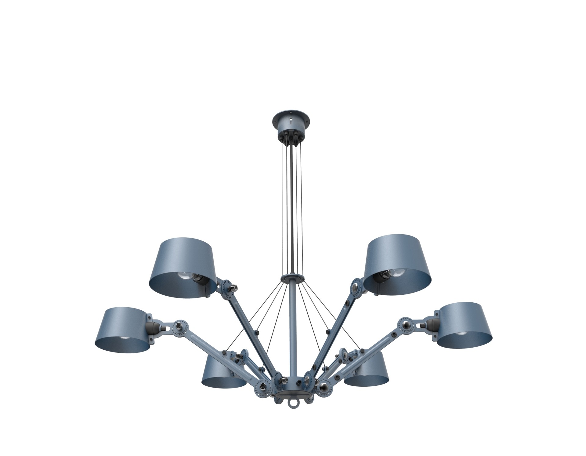 Chandelier Bolt avec 6 bras articulés au design industriel par Anton de Groof X Tonone Chandelier Bolt avec 6 bras articulés au design industriel par Anton de Groof X Tonone