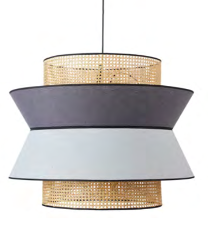 Suspension Singapour XXL Gris clair / Anthracite en cannage & lin Naturel par Market Set
