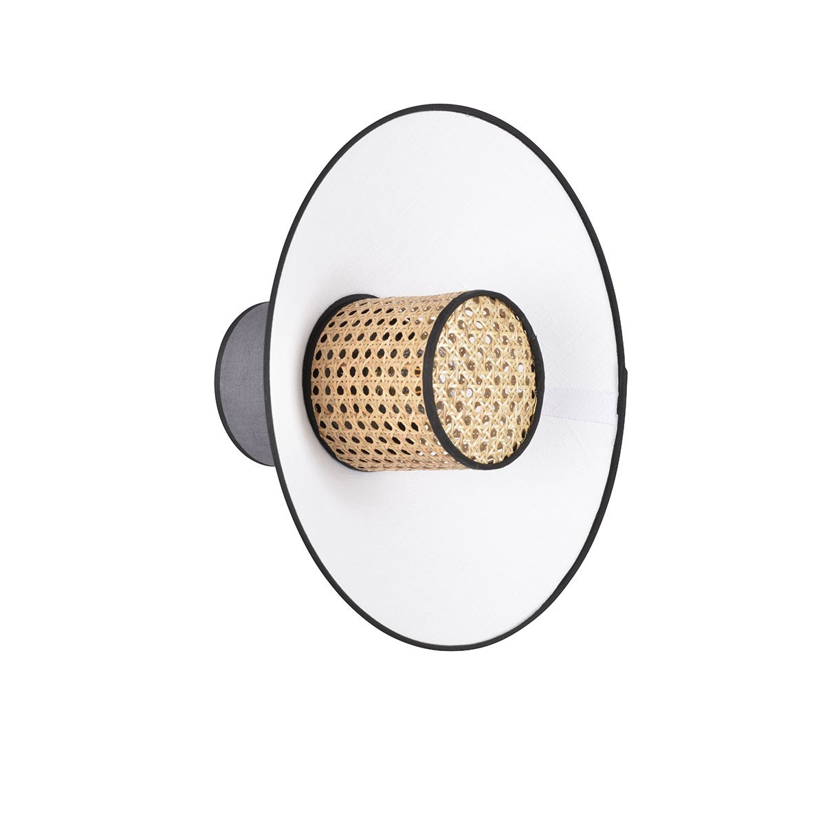 Applique murale Singapour Anthracite / Blanc en cannage & lin Naturel par Market Set