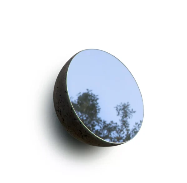 Miroir design Moon 21 cm en liège noir naturel