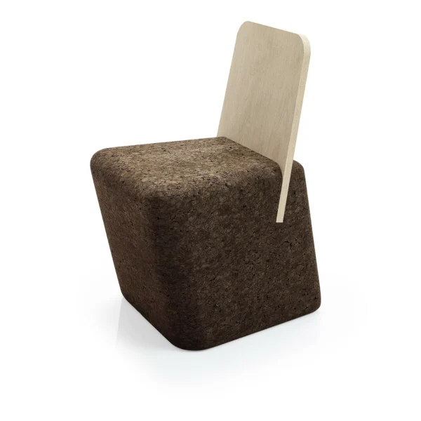 Chaise design original Cut en liège noir et bois
