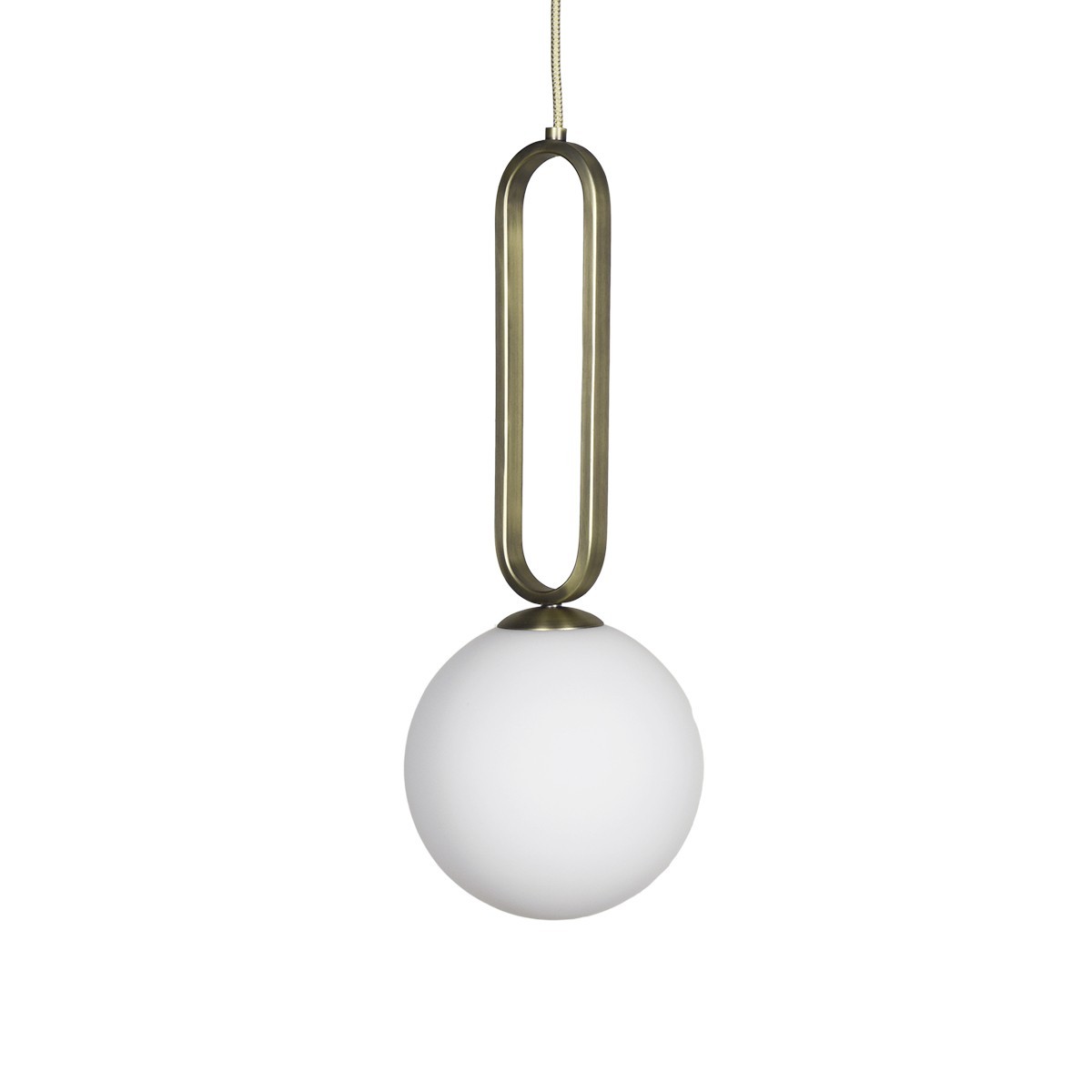 Suspension Cime ø20 cm en acier laitonné et verre soufflé opaline par Eno studio