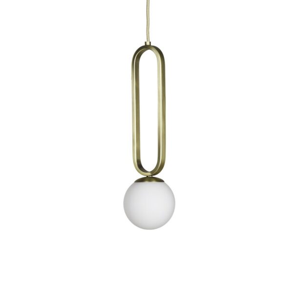 Suspension Cime ø12 cm en acier laitonné et verre soufflé opaline par Eno studio