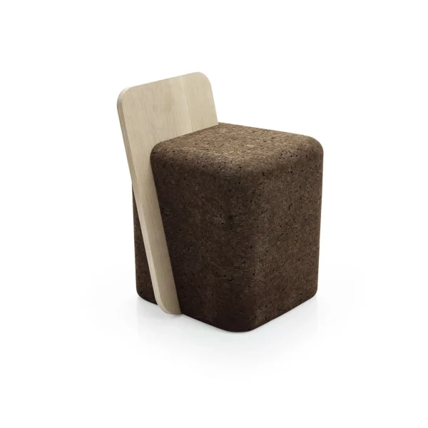 Tabouret design original Cut stool en liège noir et bois