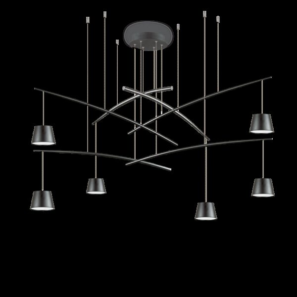 Suspension Flexi 6 lampes réglables en métal pour un design contemporain